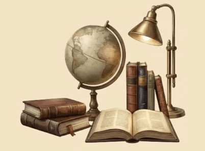 Globe and books illustration